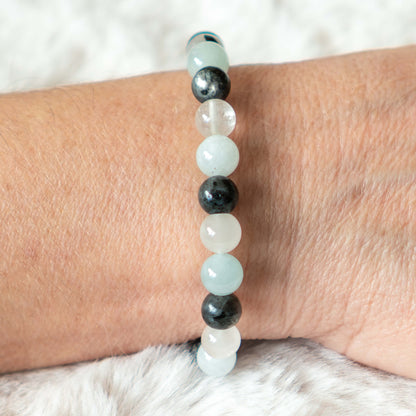 Armband Aquamarin/Labradorit/Turmalinquarz