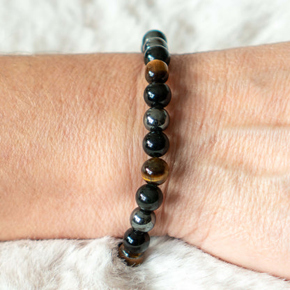 Armband Hämatit/Obsidian/Tigerauge