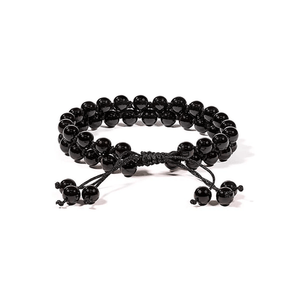 Armband mit schwarzem Achat doppelreihig