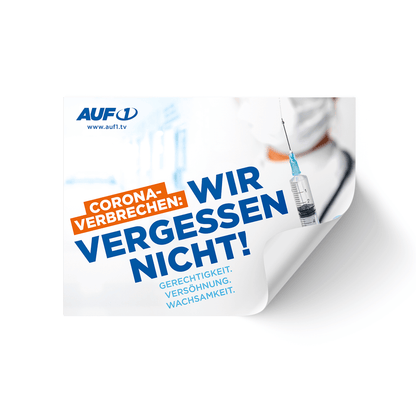 Aufkleber „Corona-Verbrechen: Wir vergessen nicht!“