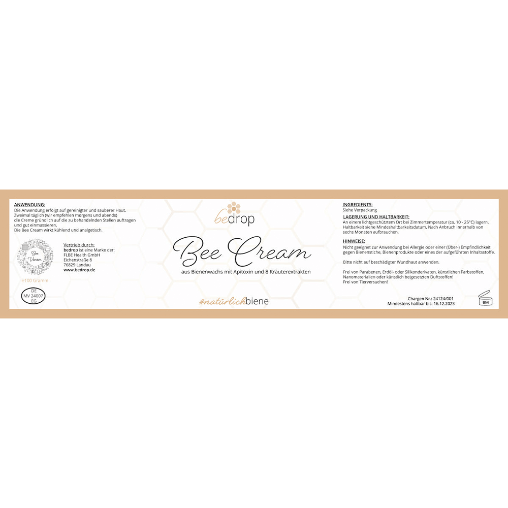 Bee Cream Bienengiftsalbe und 8 Kräuterextrakten