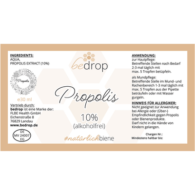 Propolis Tinktur mit Pipette – alkoholfrei und wasserlöslich