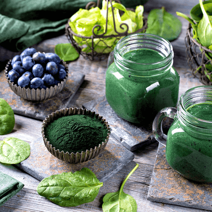 Bio Spirulina Algen gemahlen