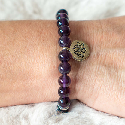Mala Armband Amethyst mit Lotus