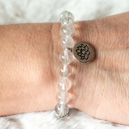 Mala Armband Bergkristall mit Lotus