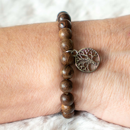 Mala Armband Wengeholz mit Baum des Lebens