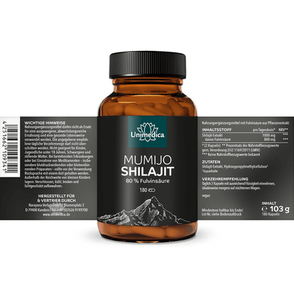 Mumijo Shilajit Kapseln mit 80 % Fulvinsäure