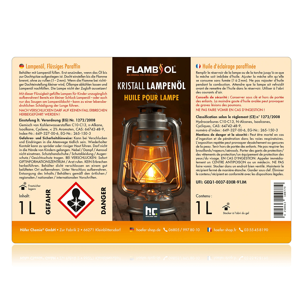 Flambiol Lampenöl Hochrein Kristallklar