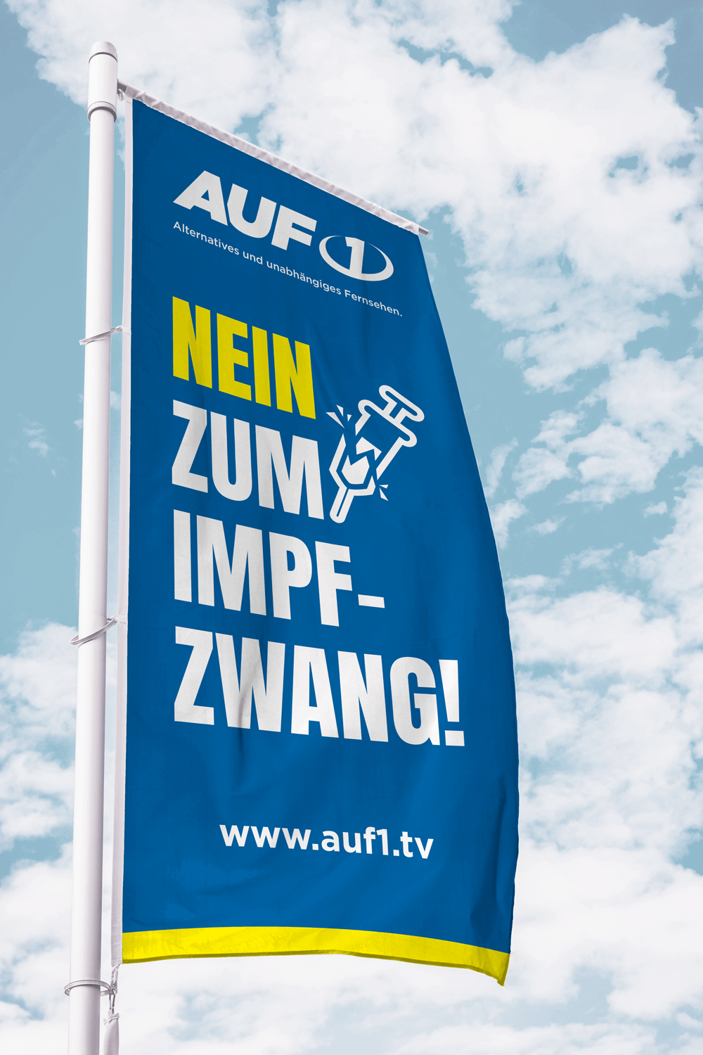 Knatterfahne „Nein zum Impfzwang“