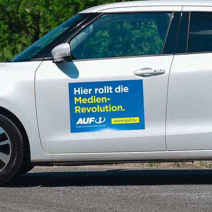 Magnetfolie „Hier rollt die Medien-Revolution“