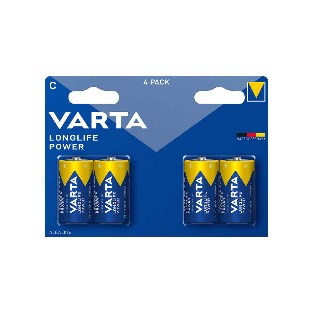 Varta Batterien, Baby, C, LR14, 1.5V Longlife Power, 4 Stück